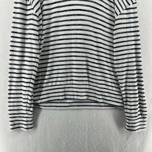A New Day Sweater Womens Sz L White Striped Hooded Drop Shoulder Sleeve Pullover - Picture 7 of 12